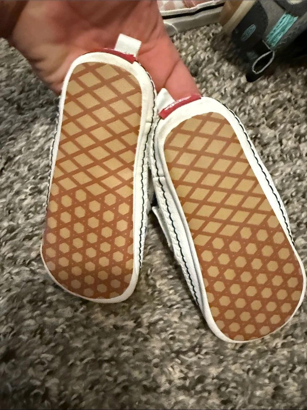 Vans Soft Bottom Kids White Slip-On Sneakers with Rainbow Checkerboard